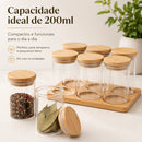 Porta Tempero Condimentos Madeira Bambu 6 Potes E Hermetico