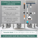 Suporte Inox Pendurar Vassoura Pá Rodo Mop Organizador 7 Acessórios Parede Porta Organização Guardar Área De Serviço Cozinha Garagem Aço Inoxidável Armazenar Interno Externo Hiper Casa Megastore