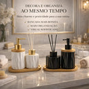 Kit Banheiro Lavabo Com Difusor Cerâmica Bambu Preto Branco