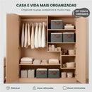 Kit 4 Caixas Cesto Organizadora Grande Dobrável Guarda Roupa Gaveta Mesas Banheiro Cor Cinza