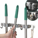 Suporte Inox Pendurar Vassoura Pá Rodo Mop Organizador 7 Acessórios Parede Porta Organização Guardar Área De Serviço Cozinha Garagem Aço Inoxidável Armazenar Interno Externo Hiper Casa Megastore