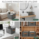 Kit 4 Caixas Cesto Organizadora Grande Dobrável Guarda Roupa Gaveta Mesas Banheiro Cor Cinza