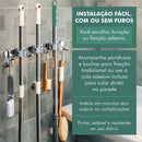 Suporte Inox Pendurar Vassoura Pá Rodo Mop Organizador 7 Acessórios Parede Porta Organização Guardar Área De Serviço Cozinha Garagem Aço Inoxidável Armazenar Interno Externo Hiper Casa Megastore